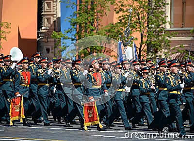 Military musicians on the parade, dedicated to the 73rd anniversary of the Victory in the Great Patriotic War. Editorial Stock Photo